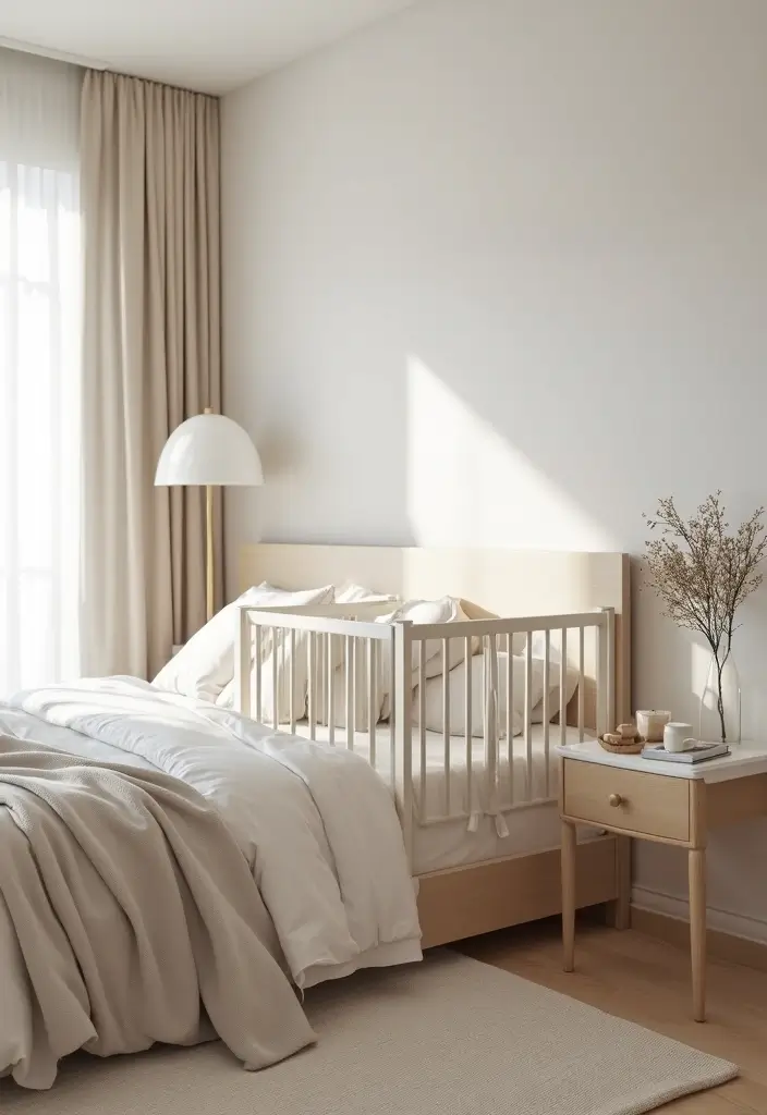 27 Nursery in Bedroom Setups That Save Space Beautifully 1 27 Nursery in Bedroom Setups That Save Space Beautifully 1. Crib Meets Bed The Ultimate Space Saver