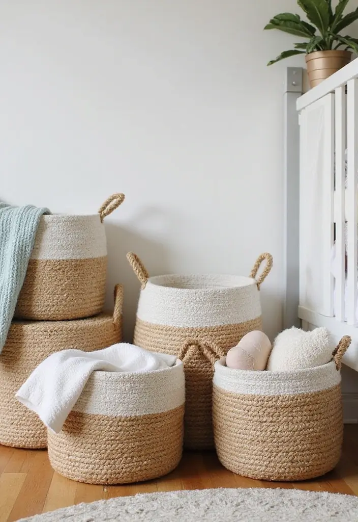 27 Nursery in Bedroom Setups That Save Space Beautifully 13 27 Nursery in Bedroom Setups That Save Space Beautifully 13. Stylish Baskets Decorative Storage