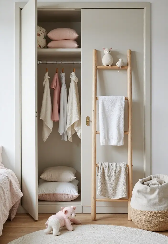 28 Closet Nursery Setups That Save Space Brilliantly 12 28 Closet Nursery Setups That Save Space Brilliantly - 12. Nursery Ladder