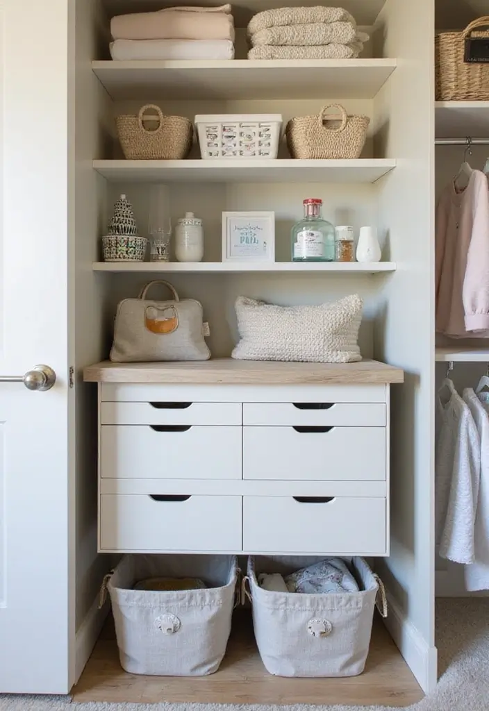 28 Closet Nursery Setups That Save Space Brilliantly 16 28 Closet Nursery Setups That Save Space Brilliantly - 16. Baby Gear Station