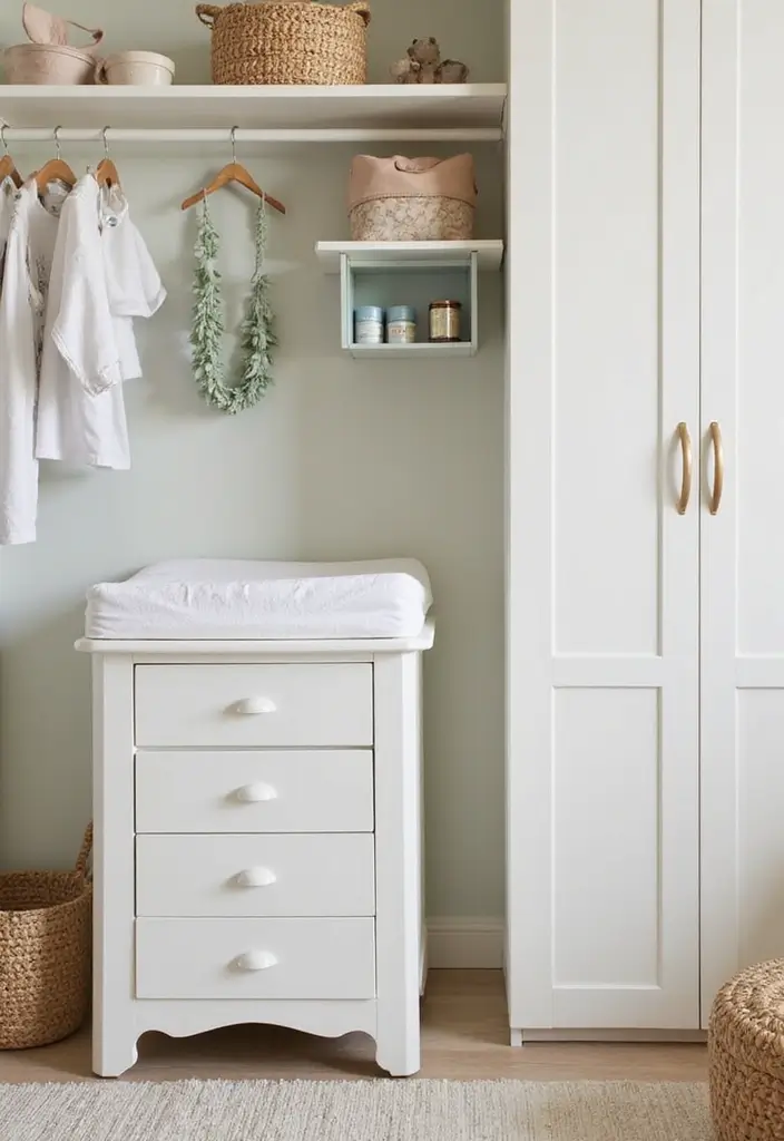 28 Closet Nursery Setups That Save Space Brilliantly 2 28 Closet Nursery Setups That Save Space Brilliantly - 2. Fold-Down Changing Table