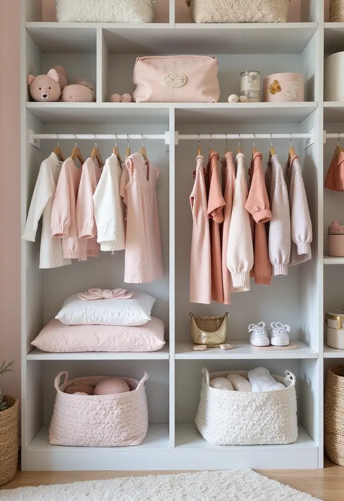 28 Closet Nursery Setups That Save Space Brilliantly 9 28 Closet Nursery Setups That Save Space Brilliantly - 9. Hanging Baby Clothes Organizers
