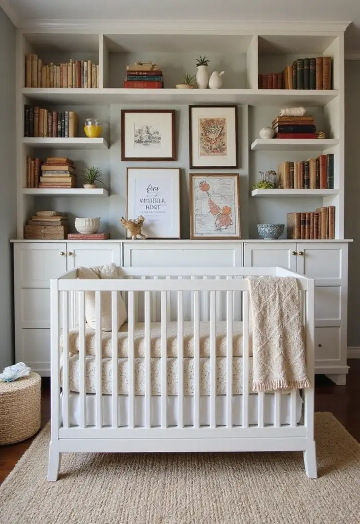 28 Modern Nursery Ideas That Feel Stylish and Fresh - 21. Vintage Book Decor
