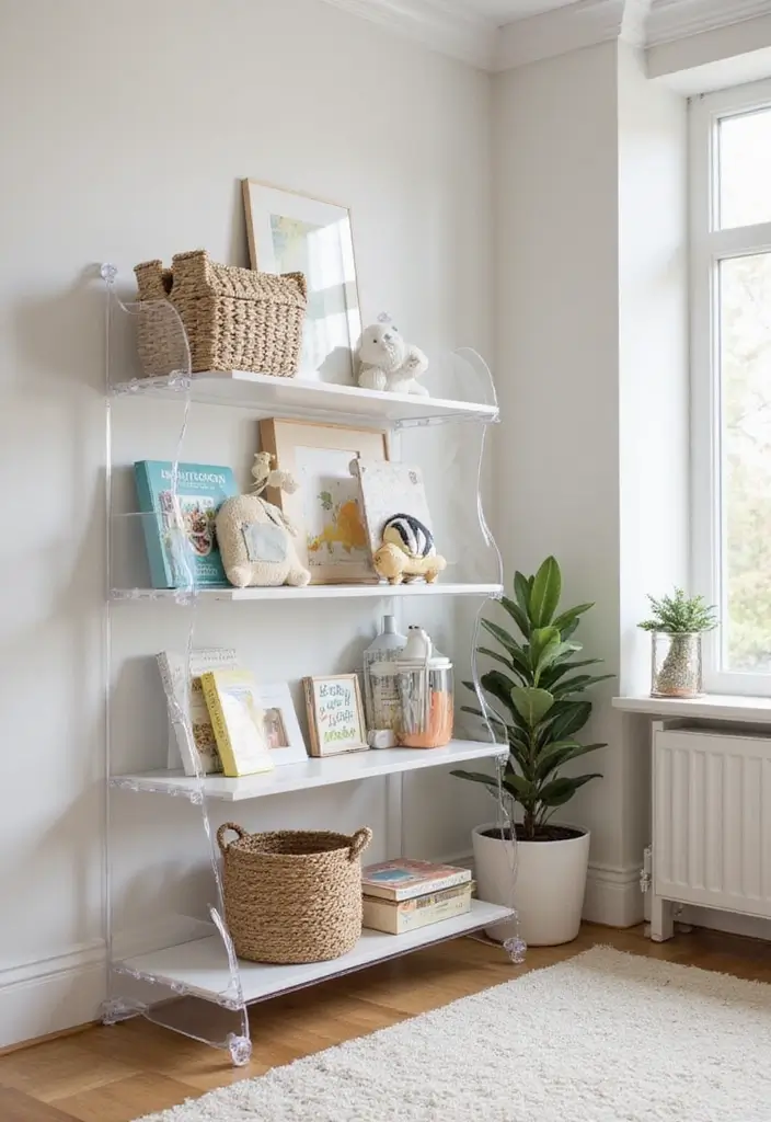 28 Nursery Bookshelf Designs That Encourage Early Reading 14 28 Nursery Bookshelf Designs That Encourage Early Reading - 14. Transparent Acrylic Bookshelf