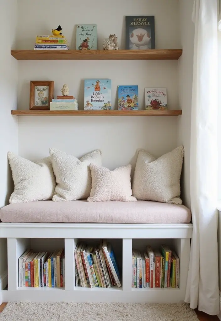28 Nursery Bookshelf Designs That Encourage Early Reading 16 28 Nursery Bookshelf Designs That Encourage Early Reading - 16. Built-In Bookshelf Bench