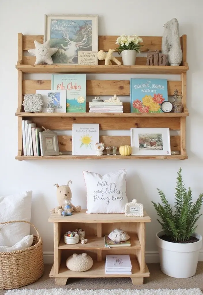 28 Nursery Bookshelf Designs That Encourage Early Reading 18 28 Nursery Bookshelf Designs That Encourage Early Reading - 18. DIY Pallet Bookshelf