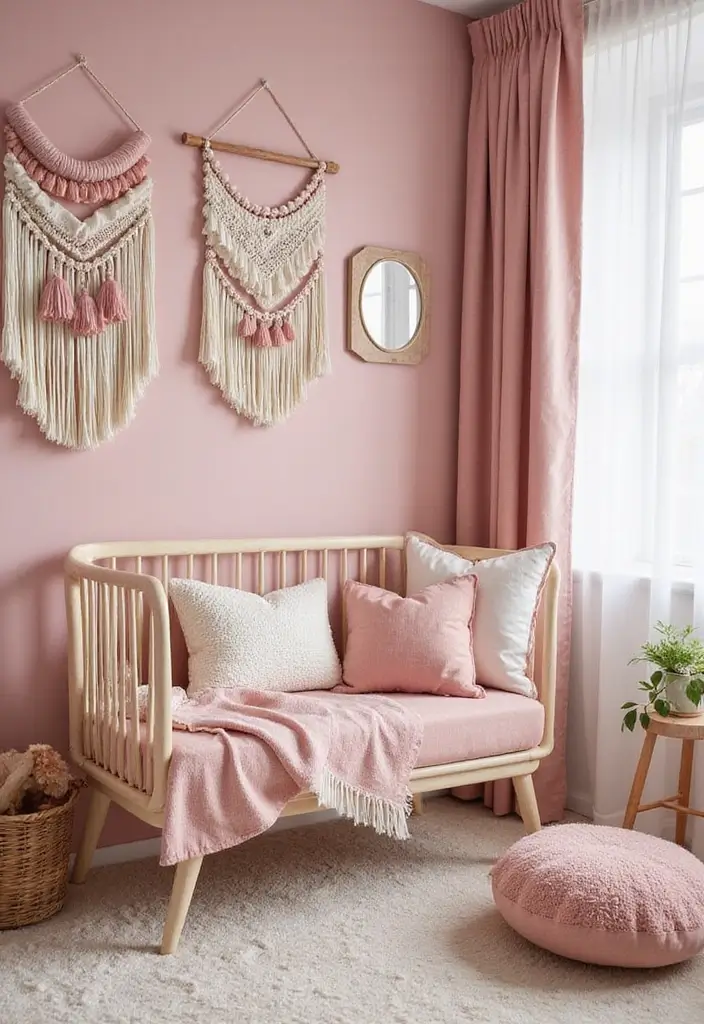 28 Pink Nursery Inspirations That Stay Sweet and Timeless 12 28 Pink Nursery Inspirations That Stay Sweet and Timeless - 12. Textured Layering