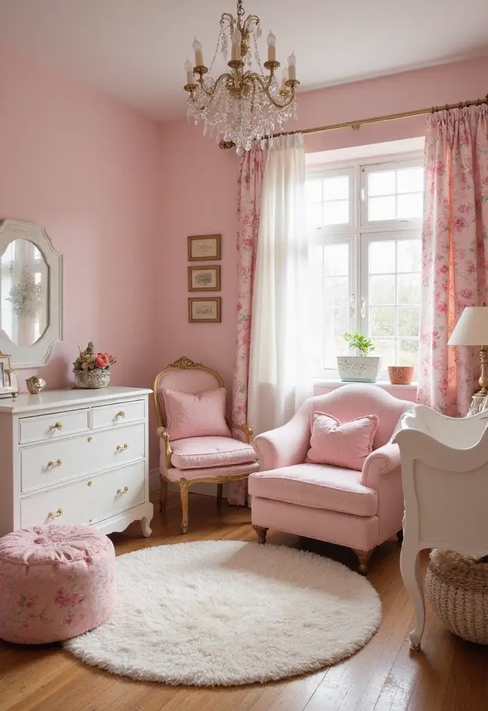 28 Pink Nursery Inspirations That Stay Sweet and Timeless 16 28 Pink Nursery Inspirations That Stay Sweet and Timeless - 16. Soft Vintage Charm