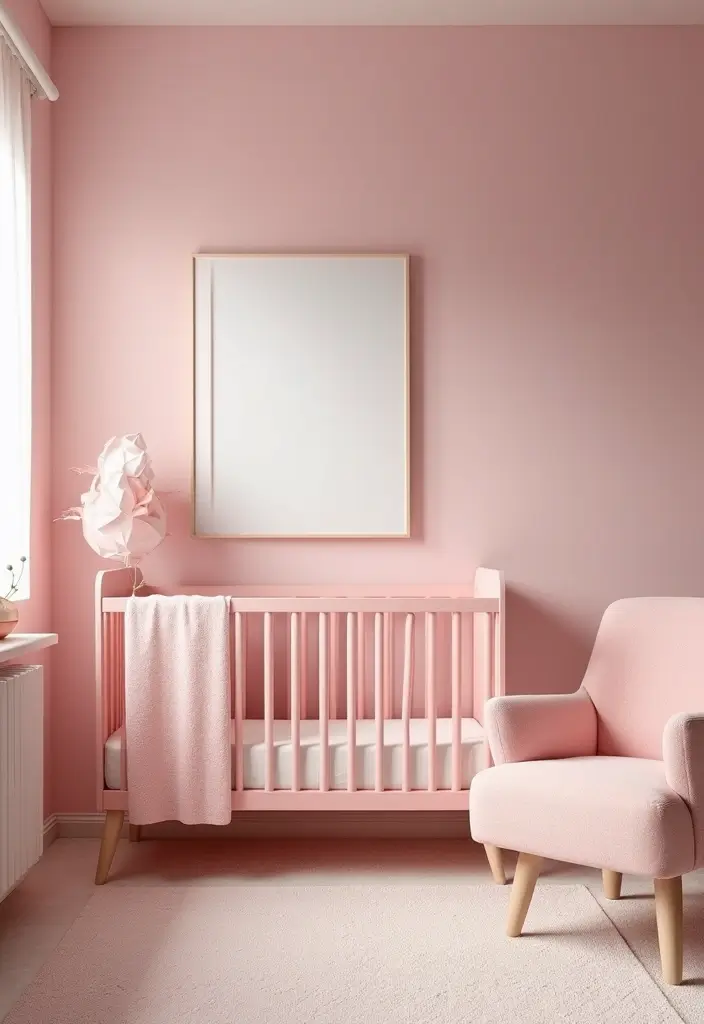 28 Pink Nursery Inspirations That Stay Sweet and Timeless 21 28 Pink Nursery Inspirations That Stay Sweet and Timeless - 21. Clean Lines and Modern Vibes
