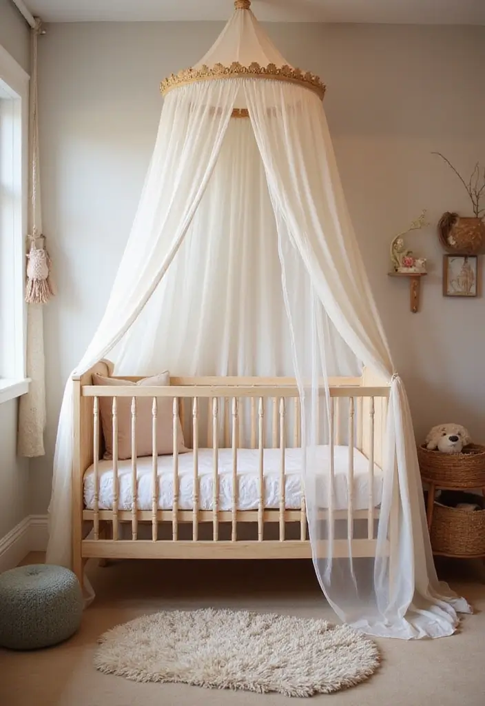 28 Pink Nursery Inspirations That Stay Sweet and Timeless 25 28 Pink Nursery Inspirations That Stay Sweet and Timeless - 25. Dreamy Canopies