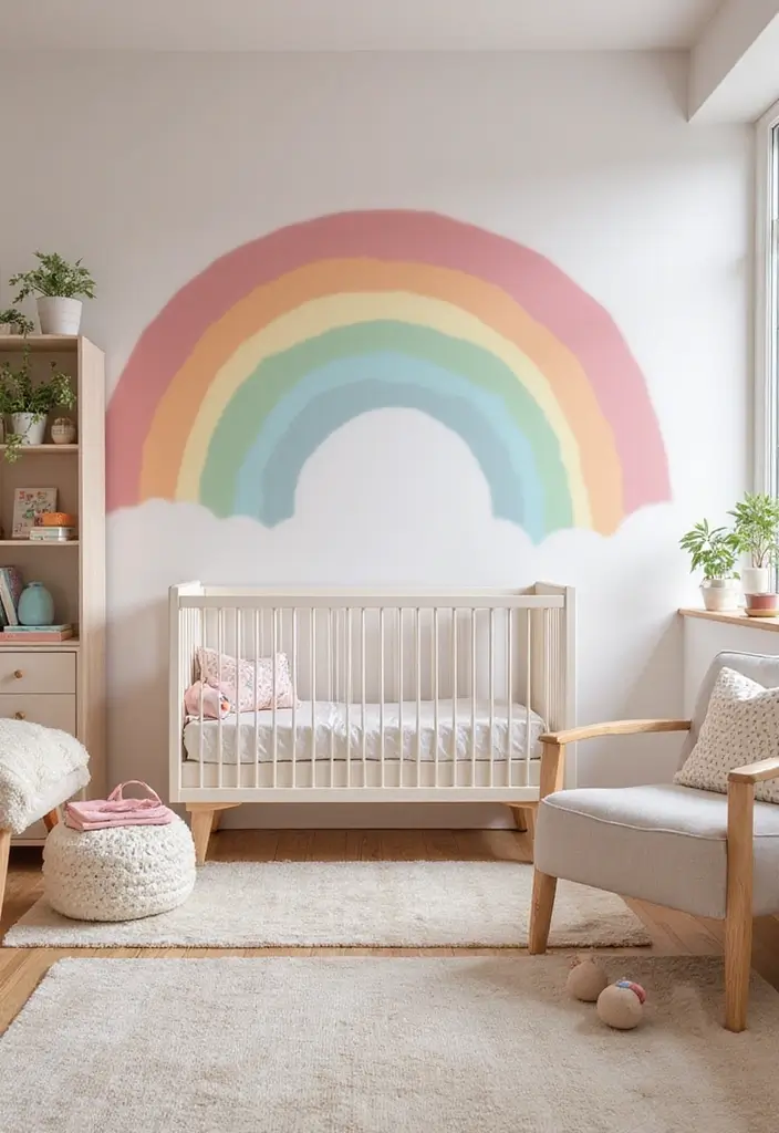 28 Pink Nursery Inspirations That Stay Sweet and Timeless 3 28 Pink Nursery Inspirations That Stay Sweet and Timeless - 3. Pastel Rainbow Playfulness