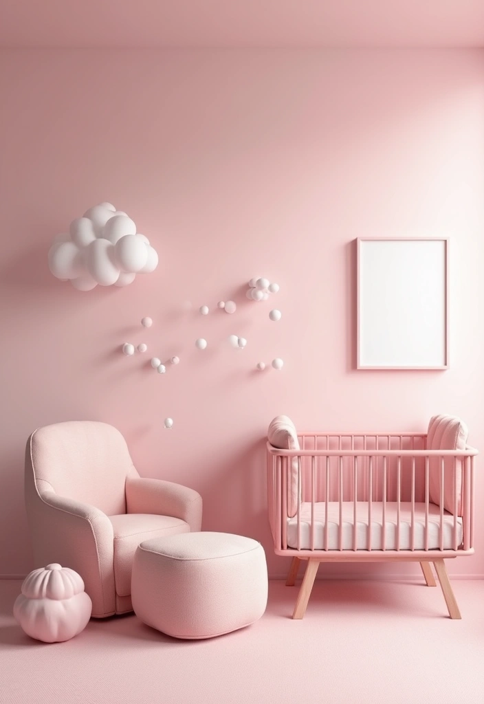 28 Pink Nursery Inspirations That Stay Sweet and Timeless 5 28 Pink Nursery Inspirations That Stay Sweet and Timeless - 5. Minimalist Monochrome Pink