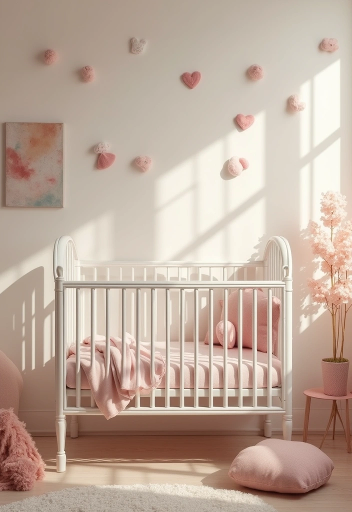 28 Pink and White Nursery Inspirations That Look Classic - 1. Vintage Crib with Delicate Linens