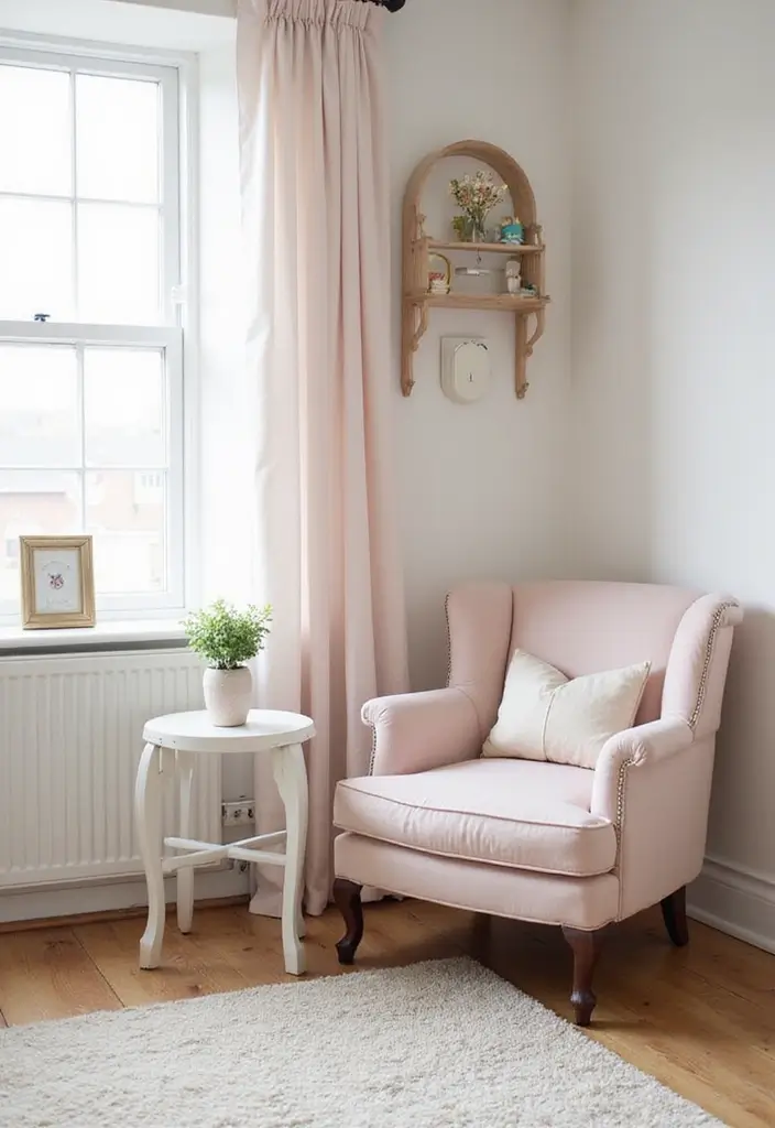 28 Pink and White Nursery Inspirations That Look Classic - 10. Charming Accent Furniture