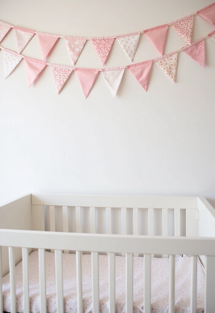 28 Pink and White Nursery Inspirations That Look Classic - 16. Whimsical Bunting