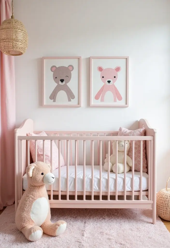 28 Pink and White Nursery Inspirations That Look Classic - 22. Playful Animal Themes