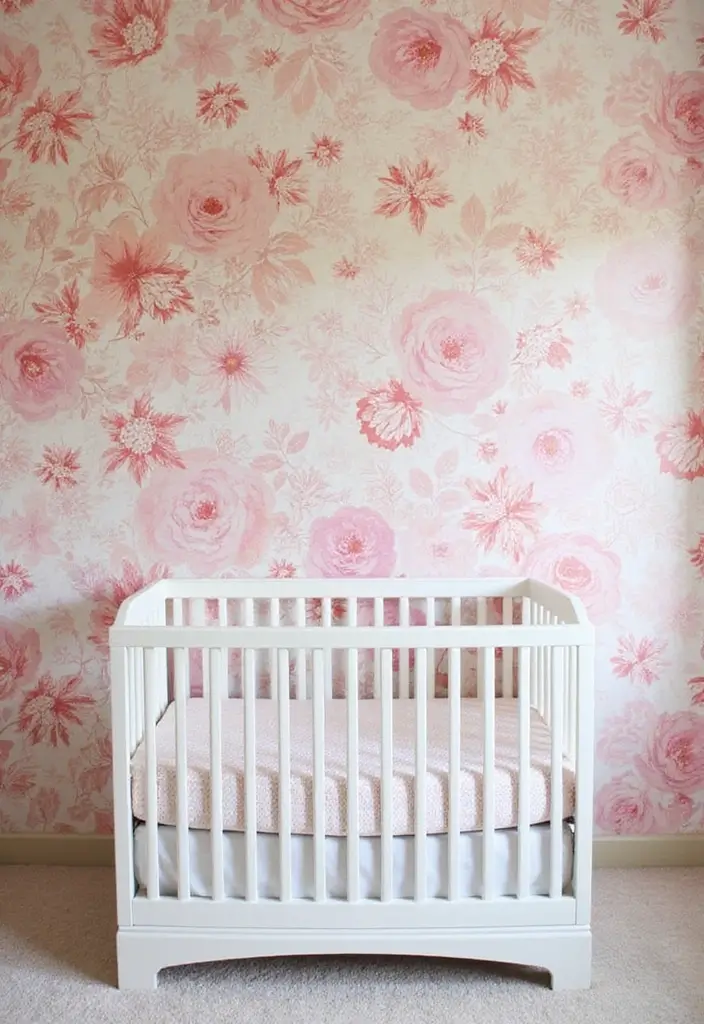 28 Pink and White Nursery Inspirations That Look Classic - 9. Statement Feature Wall