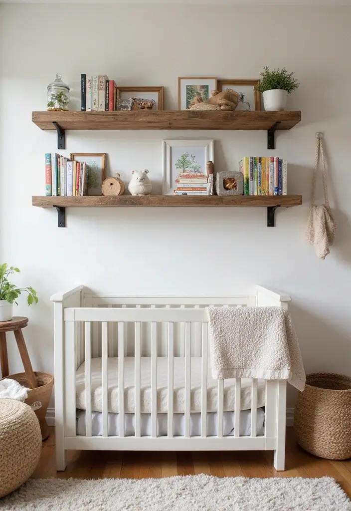 28 Rustic Nursery Designs That Feel Warm and Homey 25 28 Rustic Nursery Designs That Feel Warm and Homey - 25. Rustic Shelf Displays