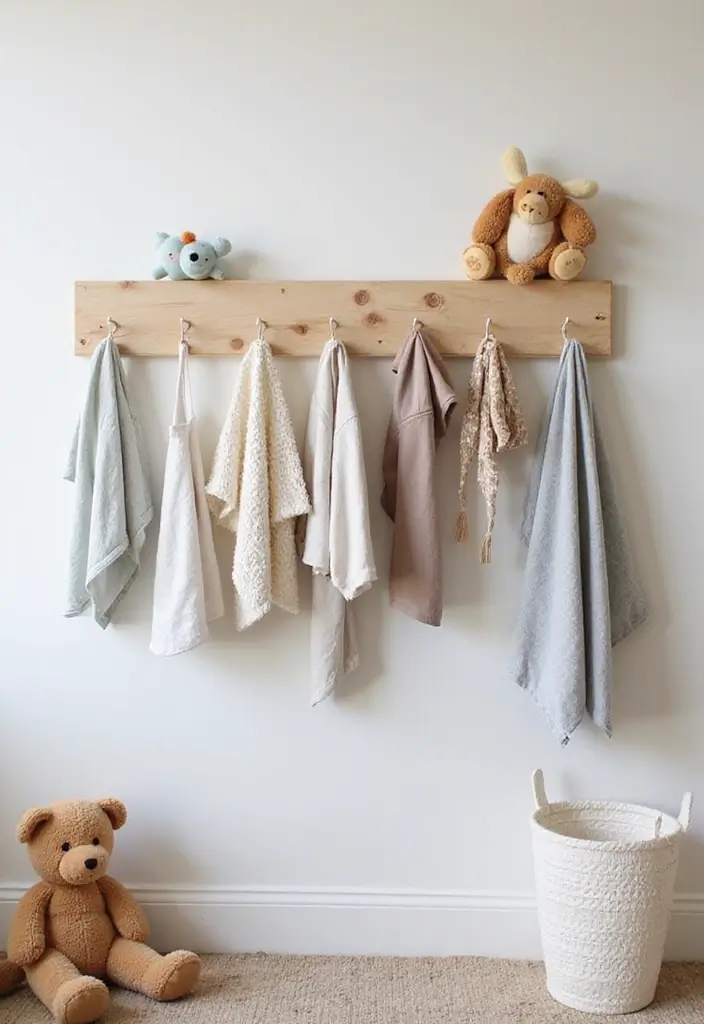28 Twins Nursery Ideas That Balance Style and Function 26 28 Twins Nursery Ideas That Balance Style and Function - 26. Sustainable Wall Hooks