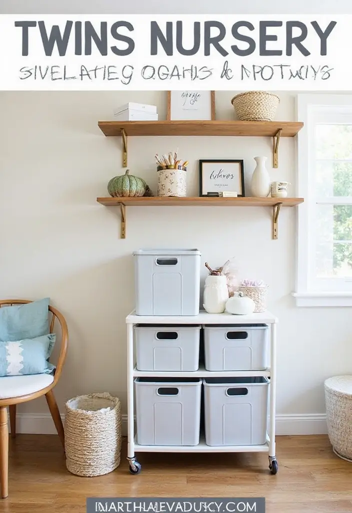 28 Twins Nursery Ideas That Balance Style and Function 8 28 Twins Nursery Ideas That Balance Style and Function - 8. Smart Storage Solutions
