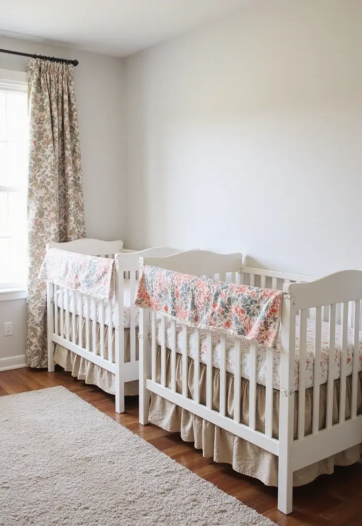 28 Twins Nursery Ideas That Balance Style and Function 9 28 Twins Nursery Ideas That Balance Style and Function - 9. Color-Coordinated Bedding