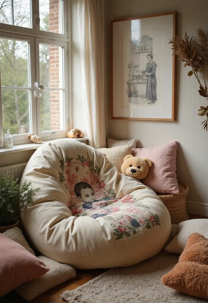 28 Vintage Nursery Decor Inspirations Full of Charm 23 28 Vintage Nursery Decor Inspirations Full of Charm - 23. Cozy Vintage Bean Bags