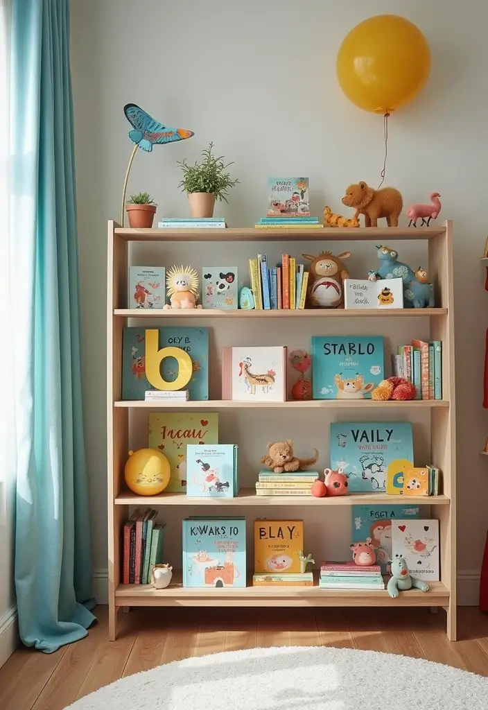 29 Cheap Nursery Ideas That Still Look Expensive - 28. Themed Bookshelf