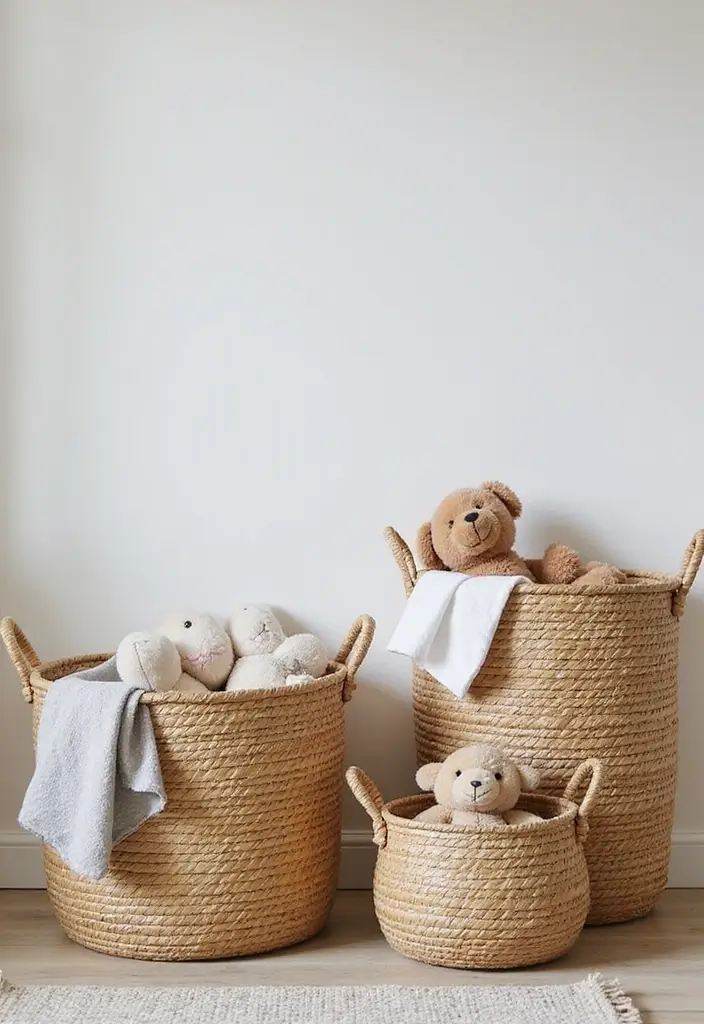 29 Farmhouse Nursery Ideas That Look Cozy and Inviting 14 29 Farmhouse Nursery Ideas That Look Cozy and Inviting - 14. Woven Baskets