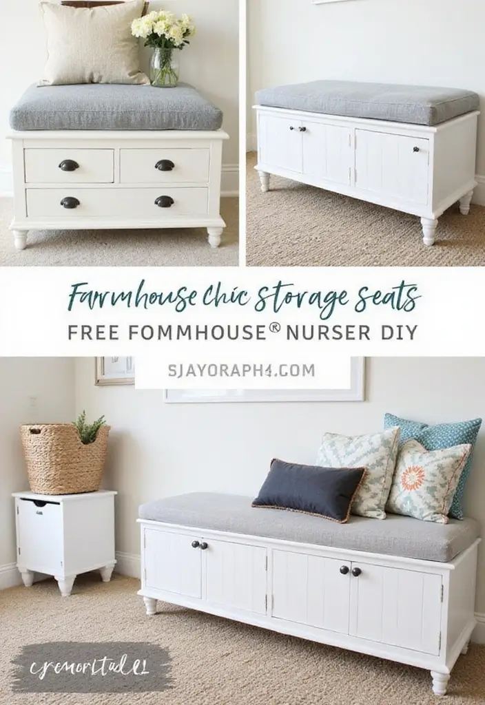 29 Farmhouse Nursery Ideas That Look Cozy and Inviting 26 29 Farmhouse Nursery Ideas That Look Cozy and Inviting - 26. Chic Storage Seats