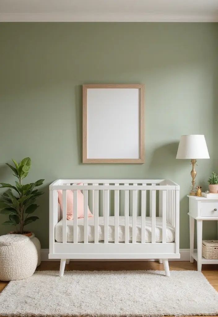 29 Green Nursery Designs That Feel Fresh and Calming 15 29 Green Nursery Designs That Feel Fresh and Calming - 15. Soft Olive Wall Paint