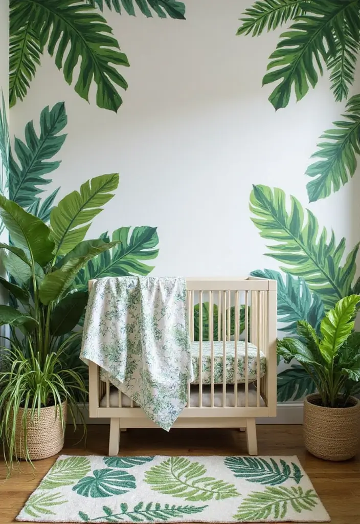 29 Green Nursery Designs That Feel Fresh and Calming 2 29 Green Nursery Designs That Feel Fresh and Calming - 2. Jungle Vibes with Plant-Inspired Decor