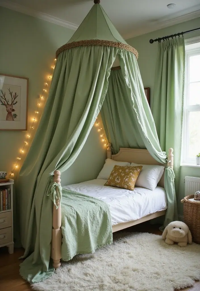 29 Green Nursery Designs That Feel Fresh and Calming 21 29 Green Nursery Designs That Feel Fresh and Calming - 21. Dreamy Canopy Beds