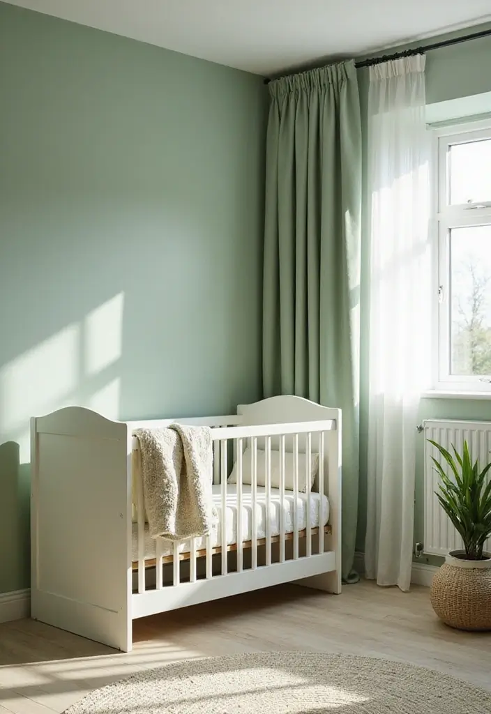 29 Green Nursery Designs That Feel Fresh and Calming 3 29 Green Nursery Designs That Feel Fresh and Calming - 3. Minimalist Greens with a Touch of Nature