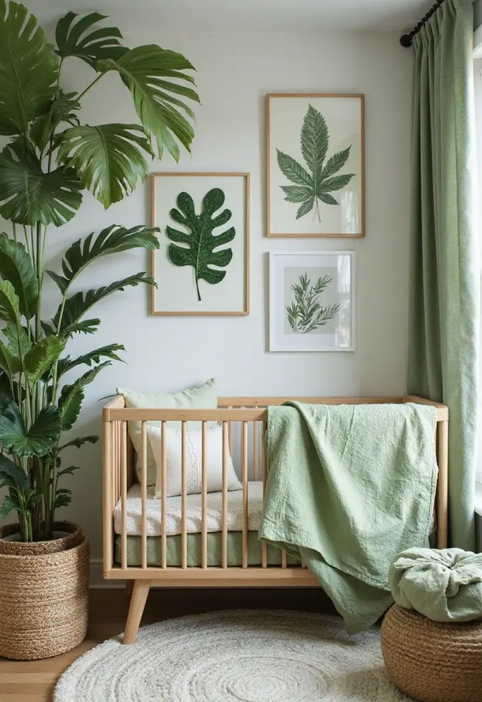 29 Green Nursery Designs That Feel Fresh and Calming 4 29 Green Nursery Designs That Feel Fresh and Calming - 4. Nature-Inspired Textiles