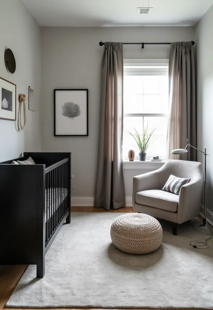 29 Grey Nursery Inspirations That Look Modern and Calm 12 29 Grey Nursery Inspirations That Look Modern and Calm - 12. Light Grey Walls with Dark Accents