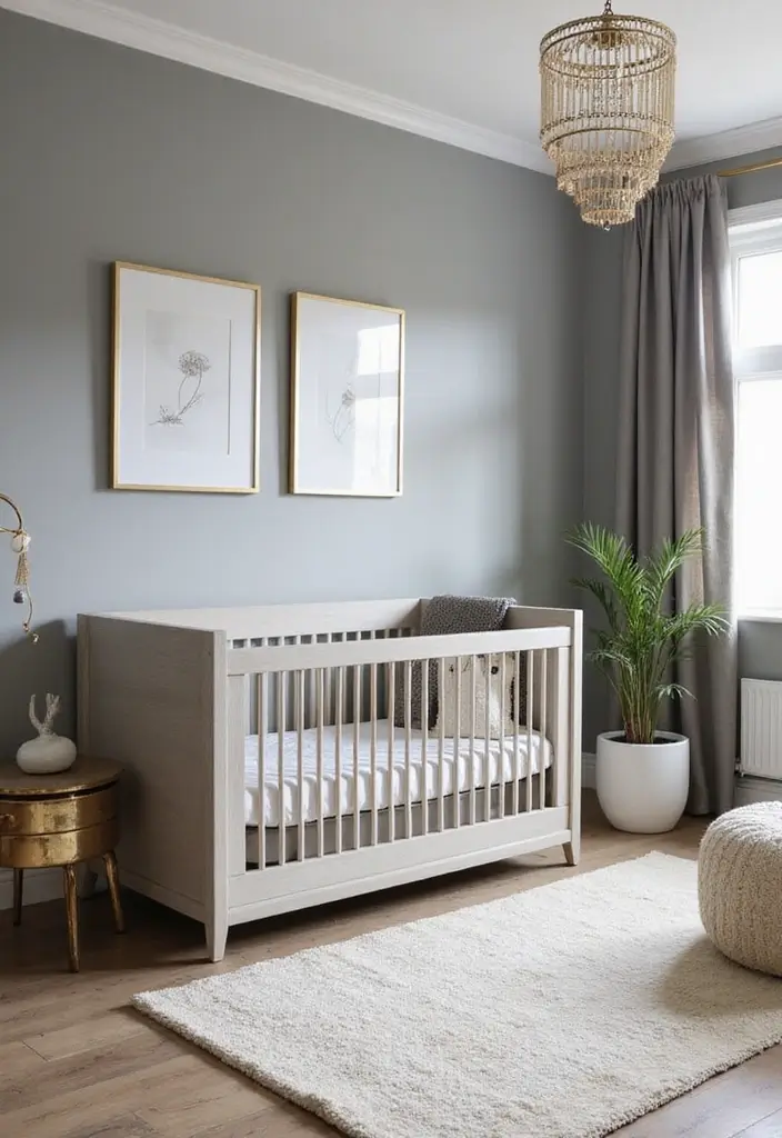 29 Grey Nursery Inspirations That Look Modern and Calm 13 29 Grey Nursery Inspirations That Look Modern and Calm - 13. Grey and Gold Glam