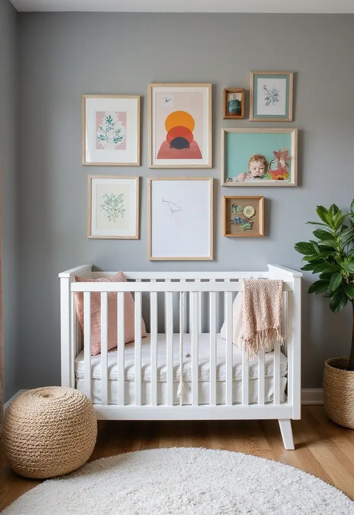 29 Grey Nursery Inspirations That Look Modern and Calm 14 29 Grey Nursery Inspirations That Look Modern and Calm - 14. Grey with Colorful Artwork