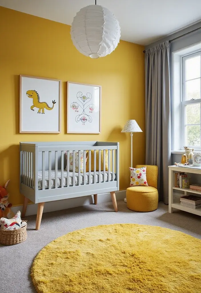 29 Grey Nursery Inspirations That Look Modern and Calm 19 29 Grey Nursery Inspirations That Look Modern and Calm - 19. Grey and Bright Yellow