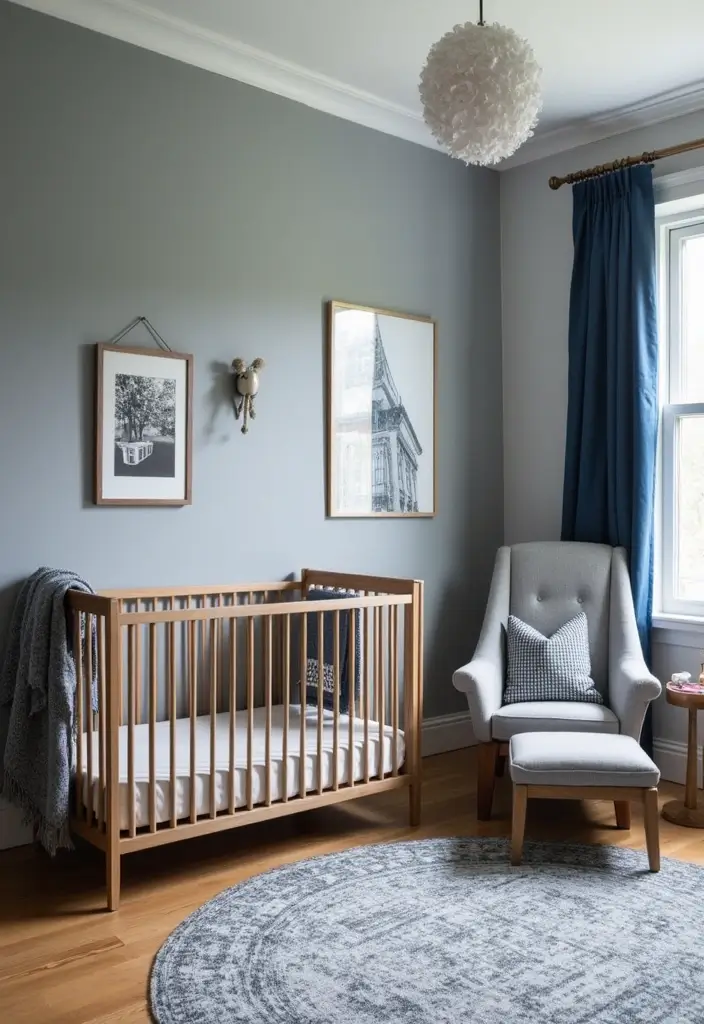29 Grey Nursery Inspirations That Look Modern and Calm 28 29 Grey Nursery Inspirations That Look Modern and Calm - 28. Grey and Navy Blue