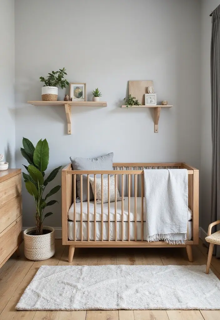 29 Grey Nursery Inspirations That Look Modern and Calm 5 29 Grey Nursery Inspirations That Look Modern and Calm - 5. Grey and Natural Wood