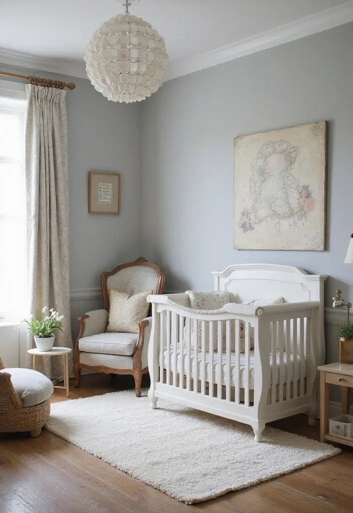 29 Grey Nursery Inspirations That Look Modern and Calm 8 29 Grey Nursery Inspirations That Look Modern and Calm - 8. Vintage Grey Charm