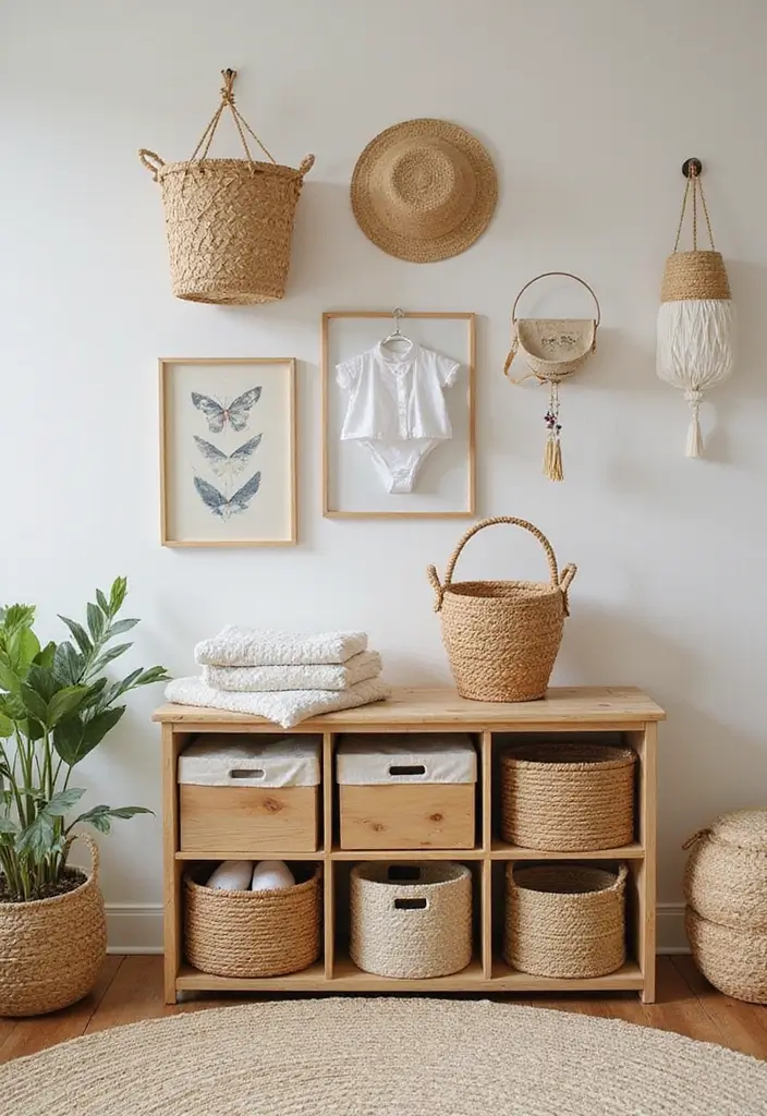 29 Nature Themed Nursery Ideas That Feel Peaceful 26 29 Nature Themed Nursery Ideas That Feel Peaceful - 26. Natural Storage Solutions