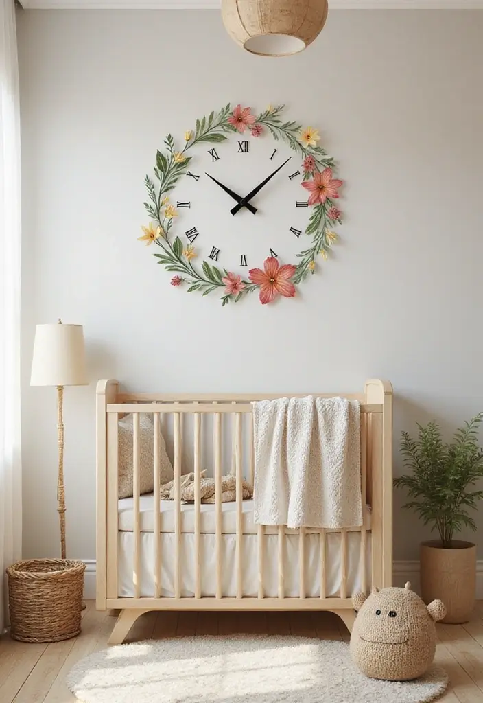 29 Nature Themed Nursery Ideas That Feel Peaceful 29 29 Nature Themed Nursery Ideas That Feel Peaceful - 29. Nature-Inspired Wall Clock