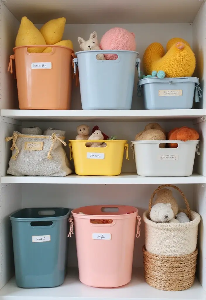 29 Nursery Closet Storage Hacks That Keep Everything Organized 1 29 Nursery Closet Storage Hacks That Keep Everything Organized - 1. Color-Coded Bins for Easy Access