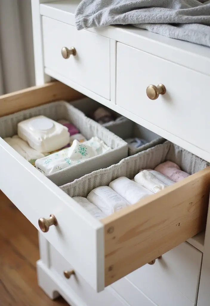 29 Nursery Closet Storage Hacks That Keep Everything Organized 14 29 Nursery Closet Storage Hacks That Keep Everything Organized - 14. Drawer Organizers for Diaper Supplies