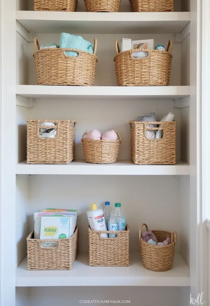 29 Nursery Closet Storage Hacks That Keep Everything Organized 16 29 Nursery Closet Storage Hacks That Keep Everything Organized - 16. Use Under-Shelf Baskets