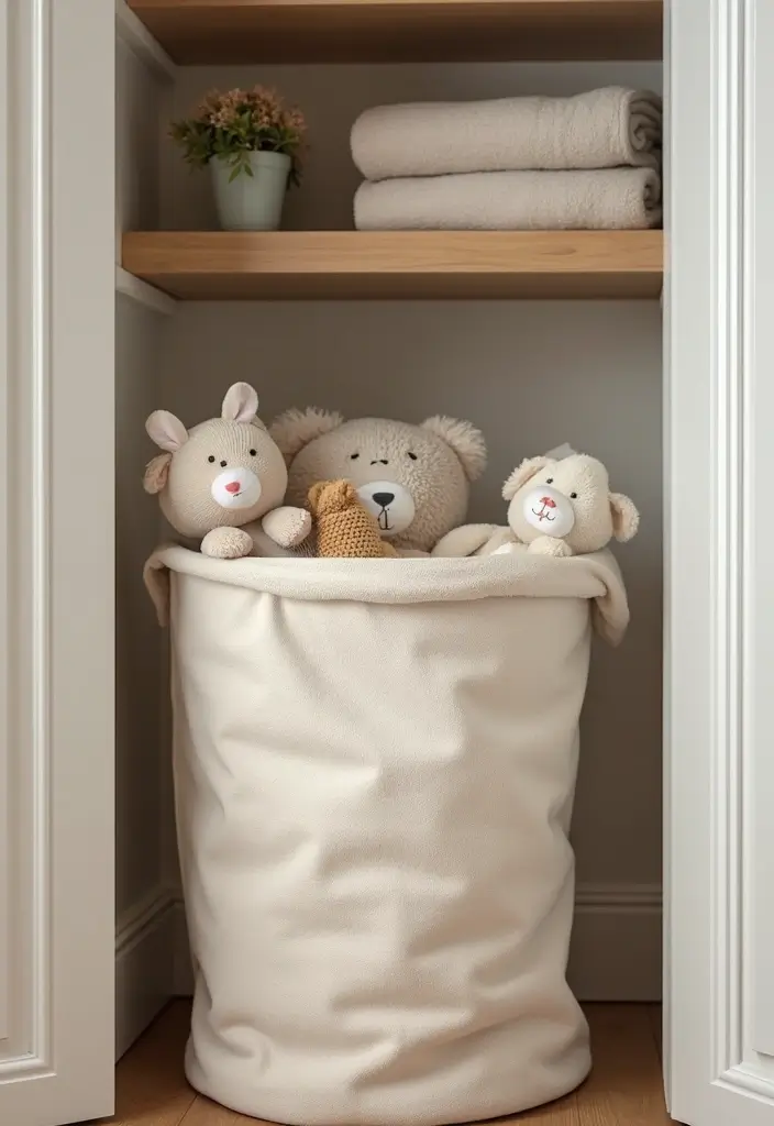 29 Nursery Closet Storage Hacks That Keep Everything Organized 25 29 Nursery Closet Storage Hacks That Keep Everything Organized - 25. Use a Laundry Hamper for Soft Storage