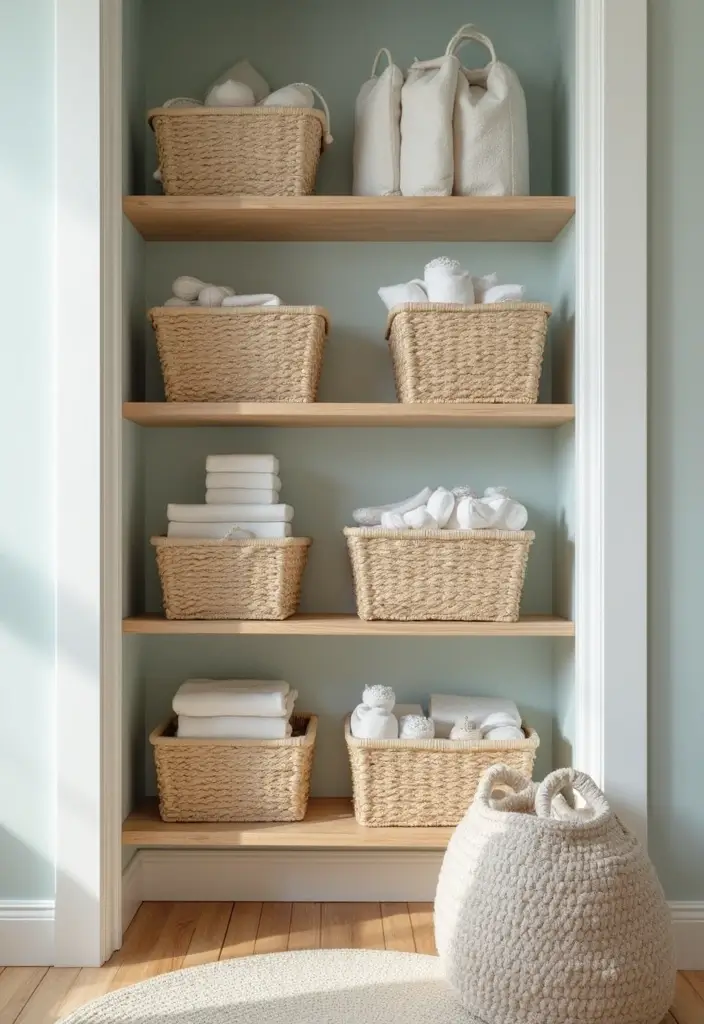 29 Nursery Closet Storage Hacks That Keep Everything Organized 27 29 Nursery Closet Storage Hacks That Keep Everything Organized - 27. Wall-Mounted Baskets for Quick Access