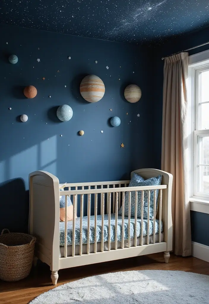 29 Nursery Ideas for Boys That Look Classic and Fun 11 29 Nursery Ideas for Boys That Look Classic and Fun - 11. Classic Space Explorer
