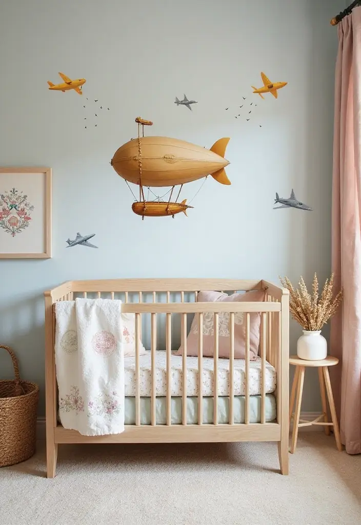 29 Nursery Ideas for Boys That Look Classic and Fun 14 29 Nursery Ideas for Boys That Look Classic and Fun - 14. Vintage Airship